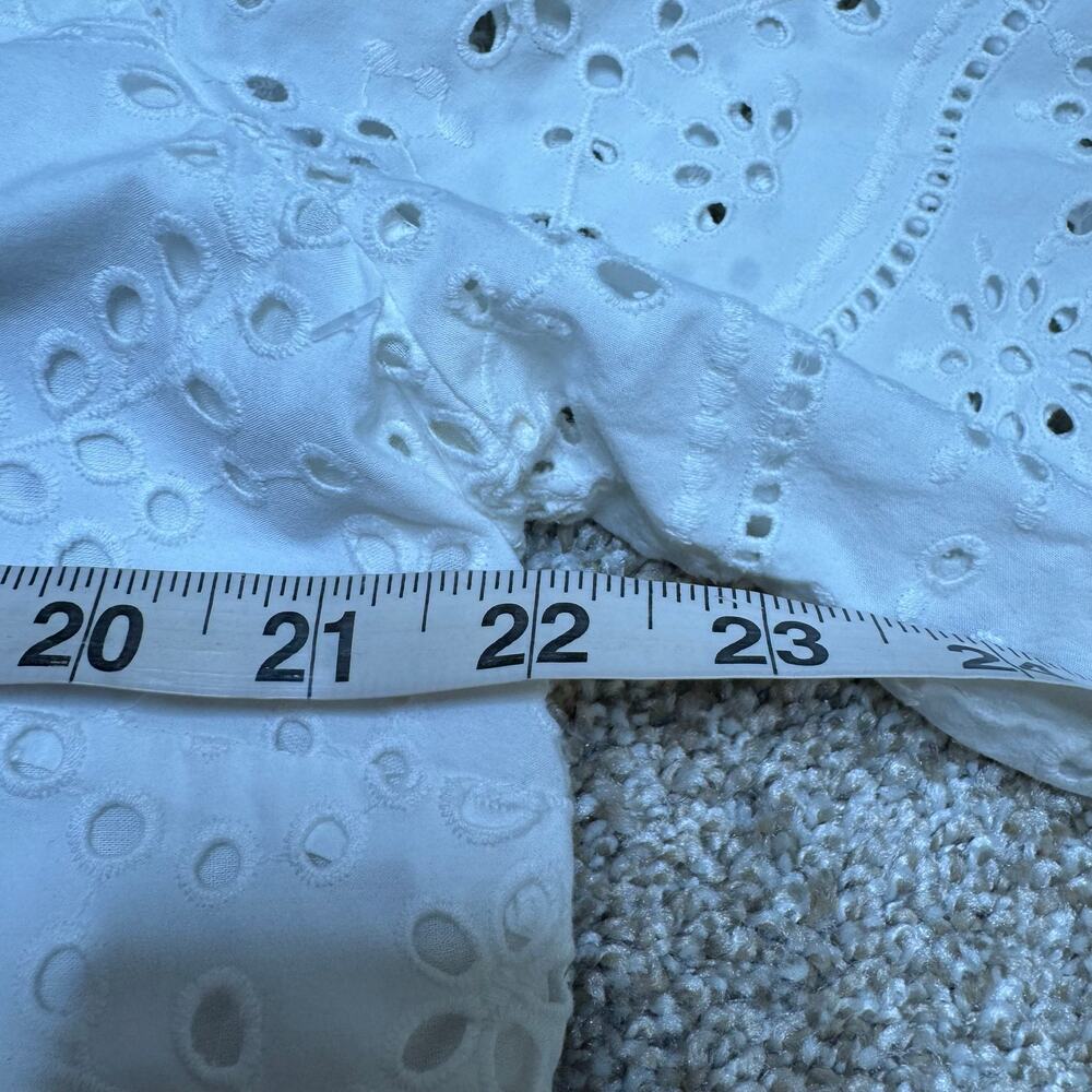 Veronica Beard White Eyelet Button Down Shirt Sleeve Dress Size 16 - Picture 3 of 4
